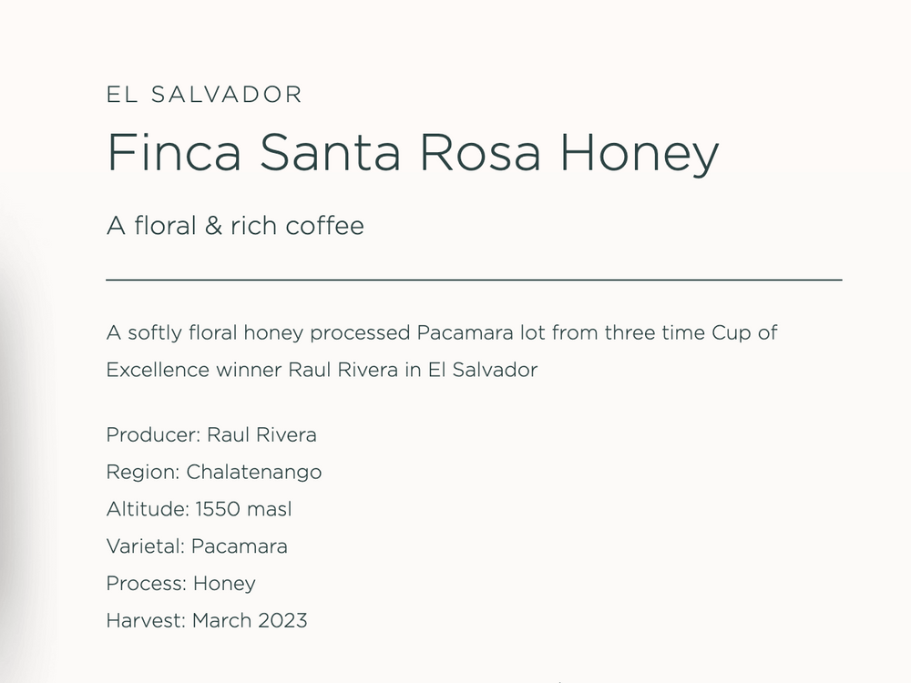 
                  
                    La Cabra • El Salvador, Finca Santa Rosa Honey
                  
                