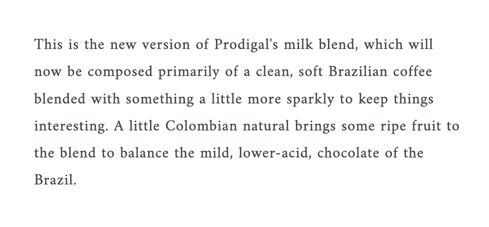 
                  
                    Prodigal • Espresso blend
                  
                
