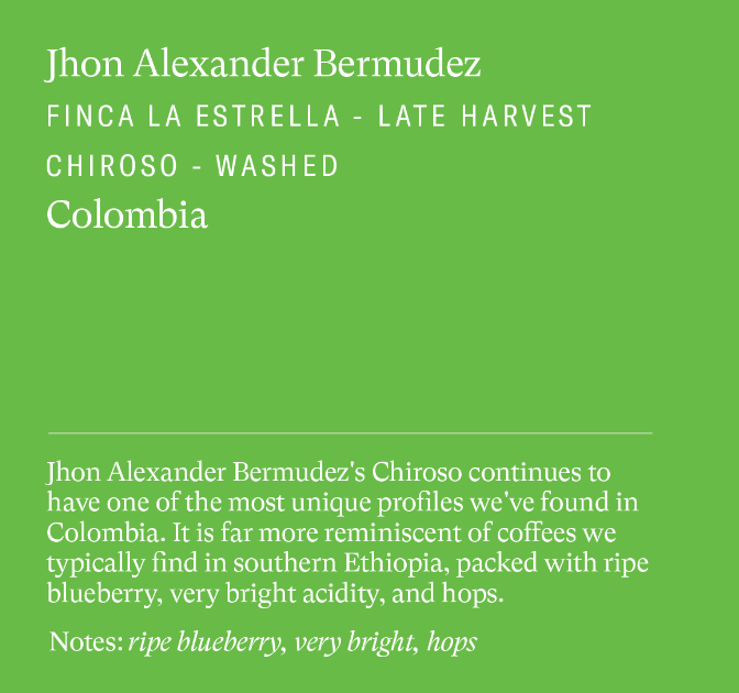 
                  
                    Sey Coffee • Jhon Alexander Bermudez, Colombia
                  
                
